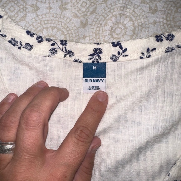 EUC ribbed floral long sleeve button down tee - Picture 3 of 3